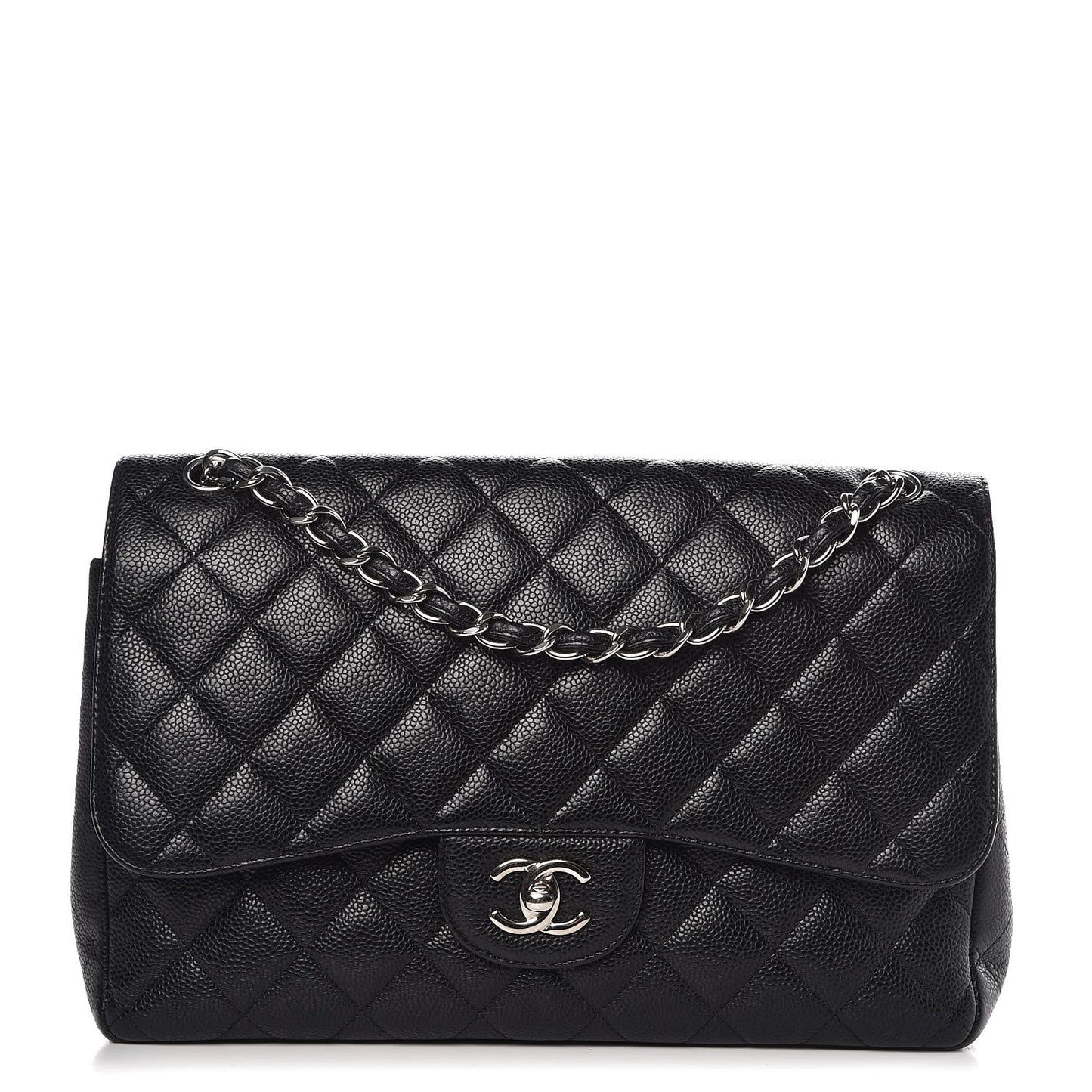 Caviar Quilted Jumbo Double Flap Black