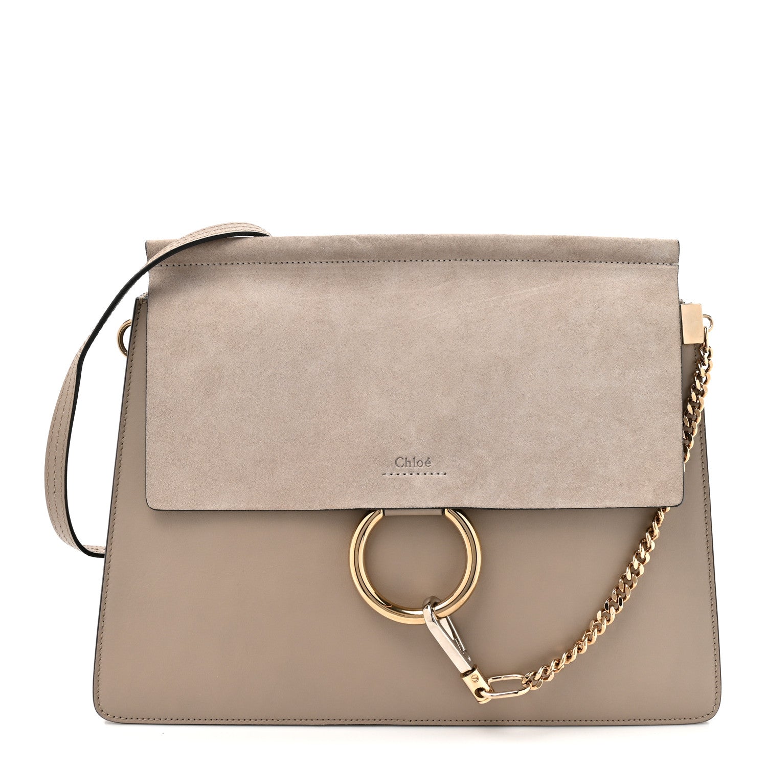 Chloe Calfskin Suede Medium Faye Shoulder Bag Motty Grey 1 of 9