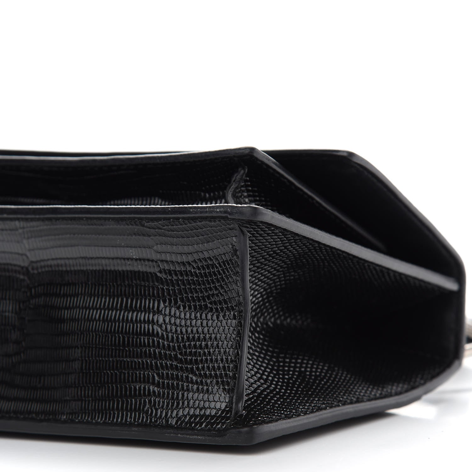 Balenciaga Patent Calfskin Lizard Embossed XS Sharp Top Handle Bag Black 8 of 10