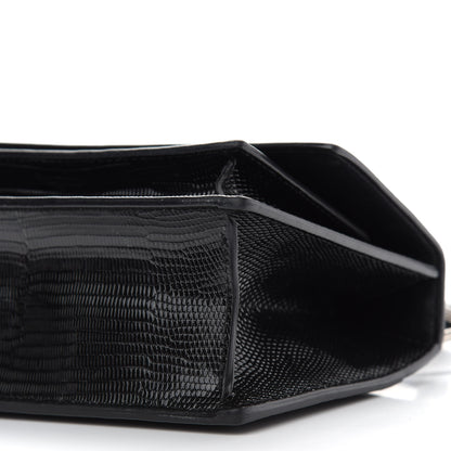 Balenciaga Patent Calfskin Lizard Embossed XS Sharp Top Handle Bag Black 8 of 10