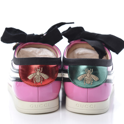 Gucci Patent Calfskin Crystal Womens Web Falacer Sneakers 36 Pink 6 of 10