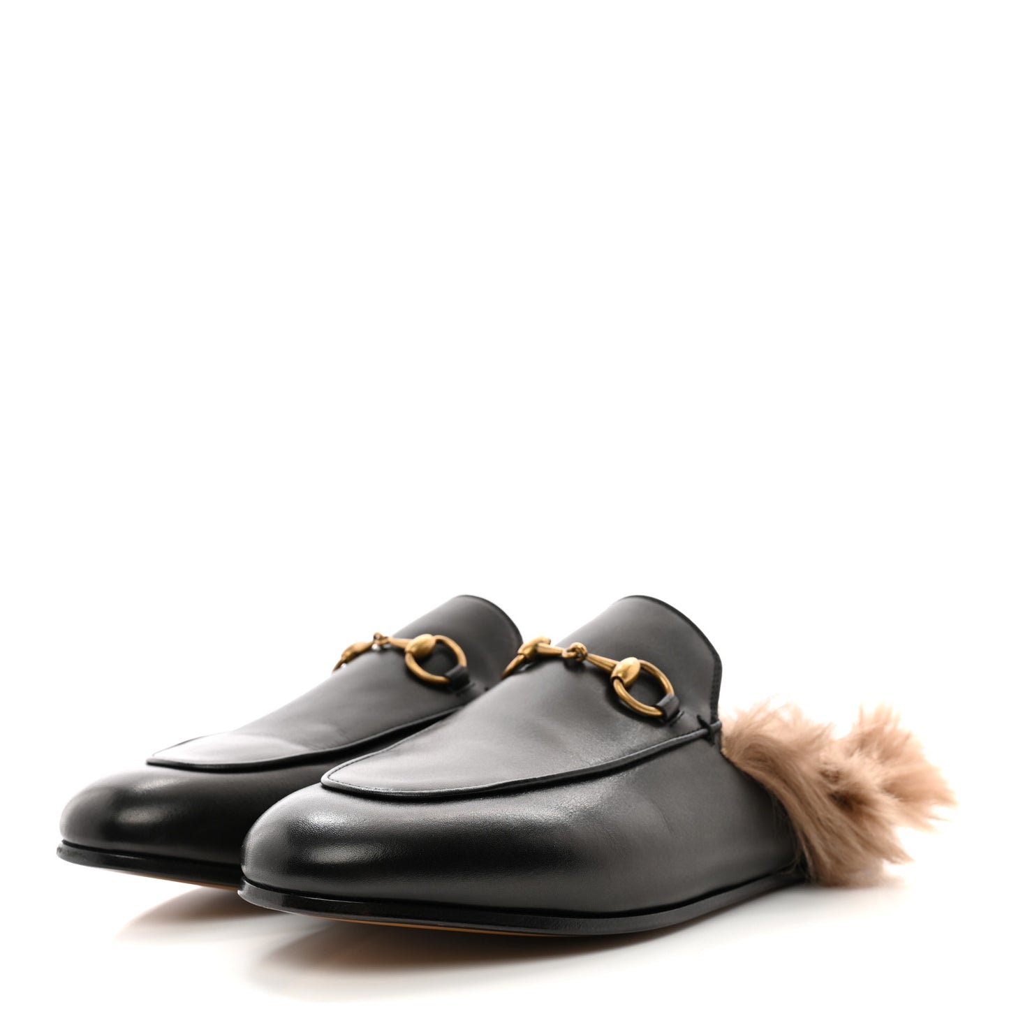 Calfskin Fur Womens Princetown Slippers 37 Black