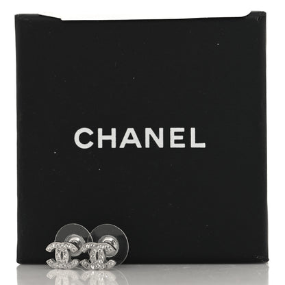 Chanel Crystal Mini Timeless CC Earrings Silver 5 of 5