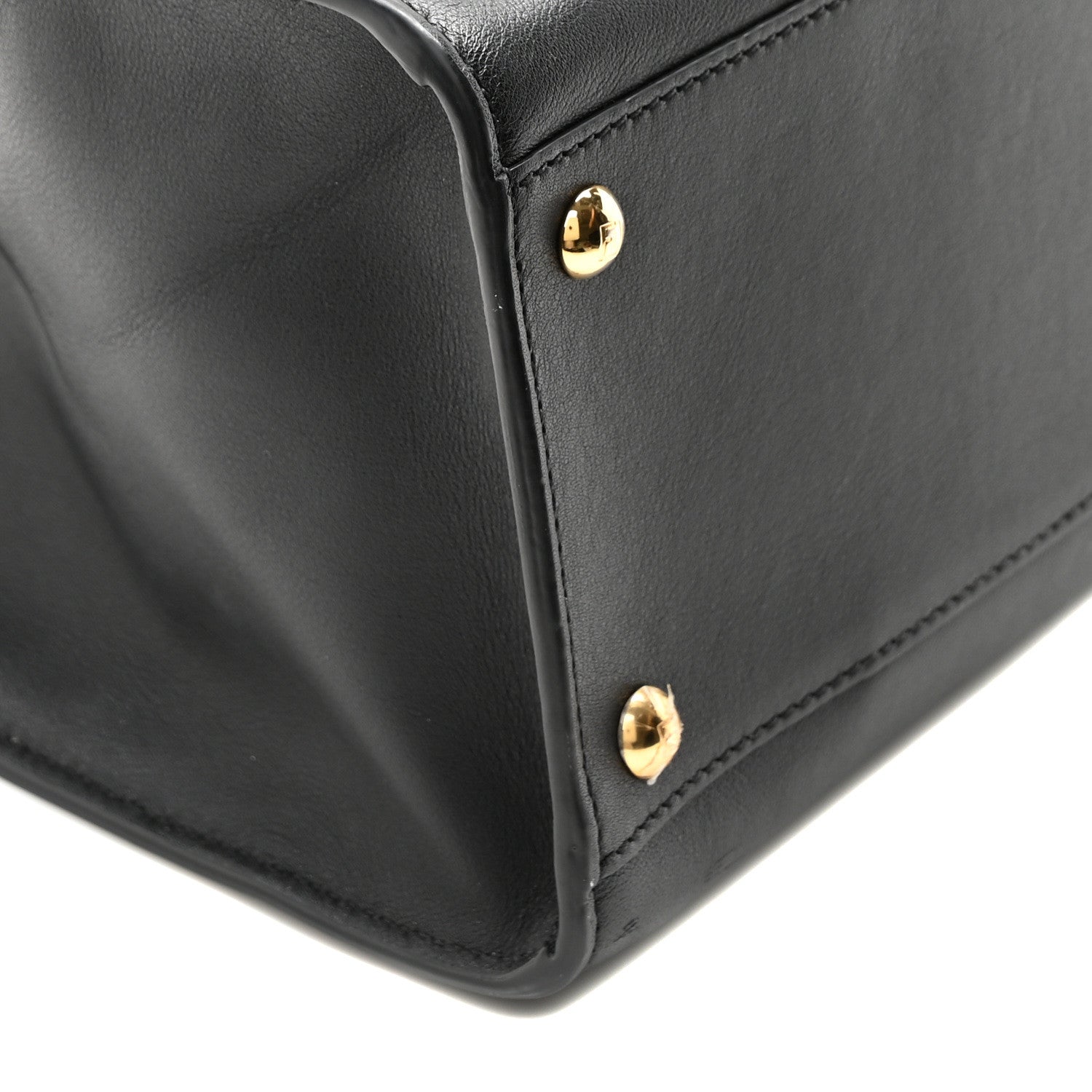 Fendi Vitello Seta Century Small Peekaboo X-Tote Black Brandy 9 of 10