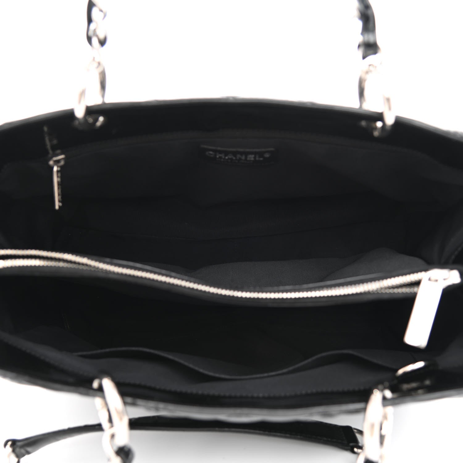 Chanel Patent Quilted Grand Shopping Tote GST Black 5 of 11
