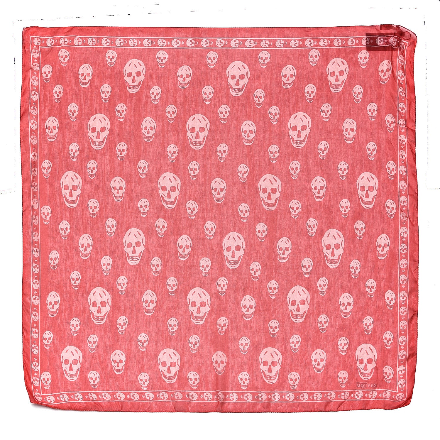Alexander McQueen Silk Chiffon Skull Scarf Red Ivory 1 of 4