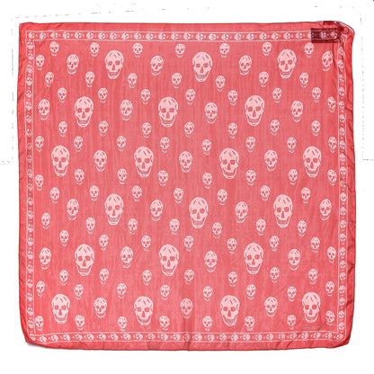 Alexander McQueen Silk Chiffon Skull Scarf Red Ivory 1 of 4