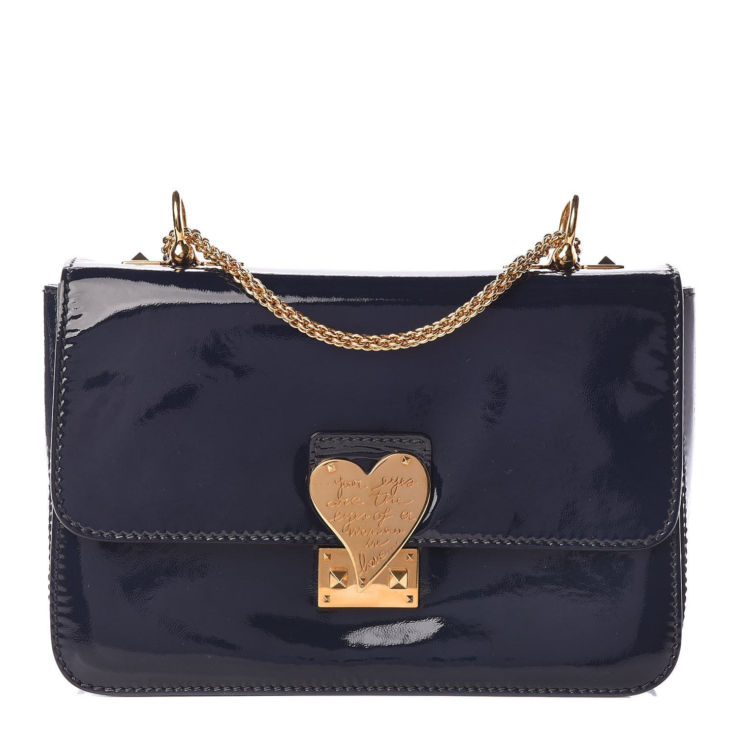 Patent L'Amour Rockstud Shoulder Bag Marine