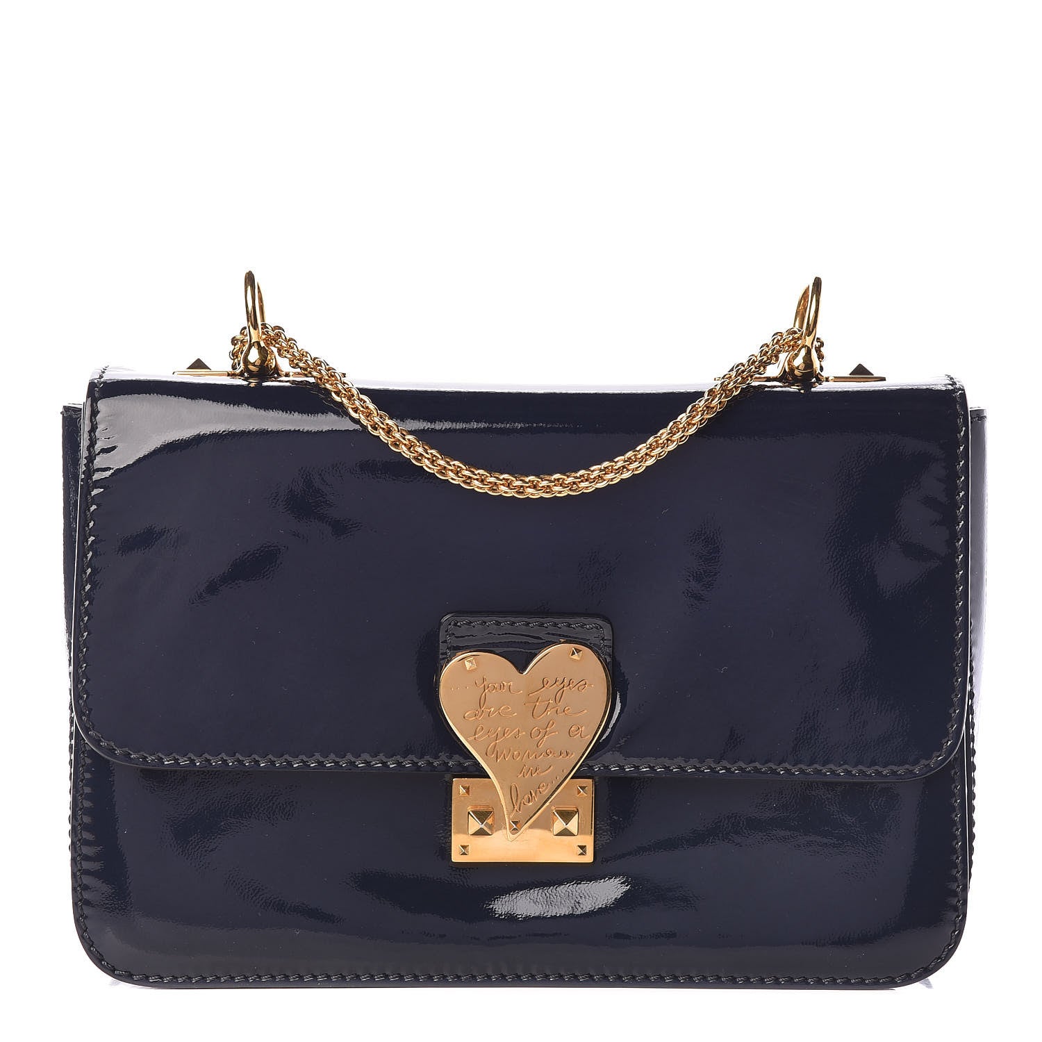Valentino Garavani Patent L'Amour Rockstud Shoulder Bag Marine 1 of 12