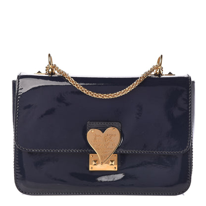 Valentino Garavani Patent L'Amour Rockstud Shoulder Bag Marine 1 of 12