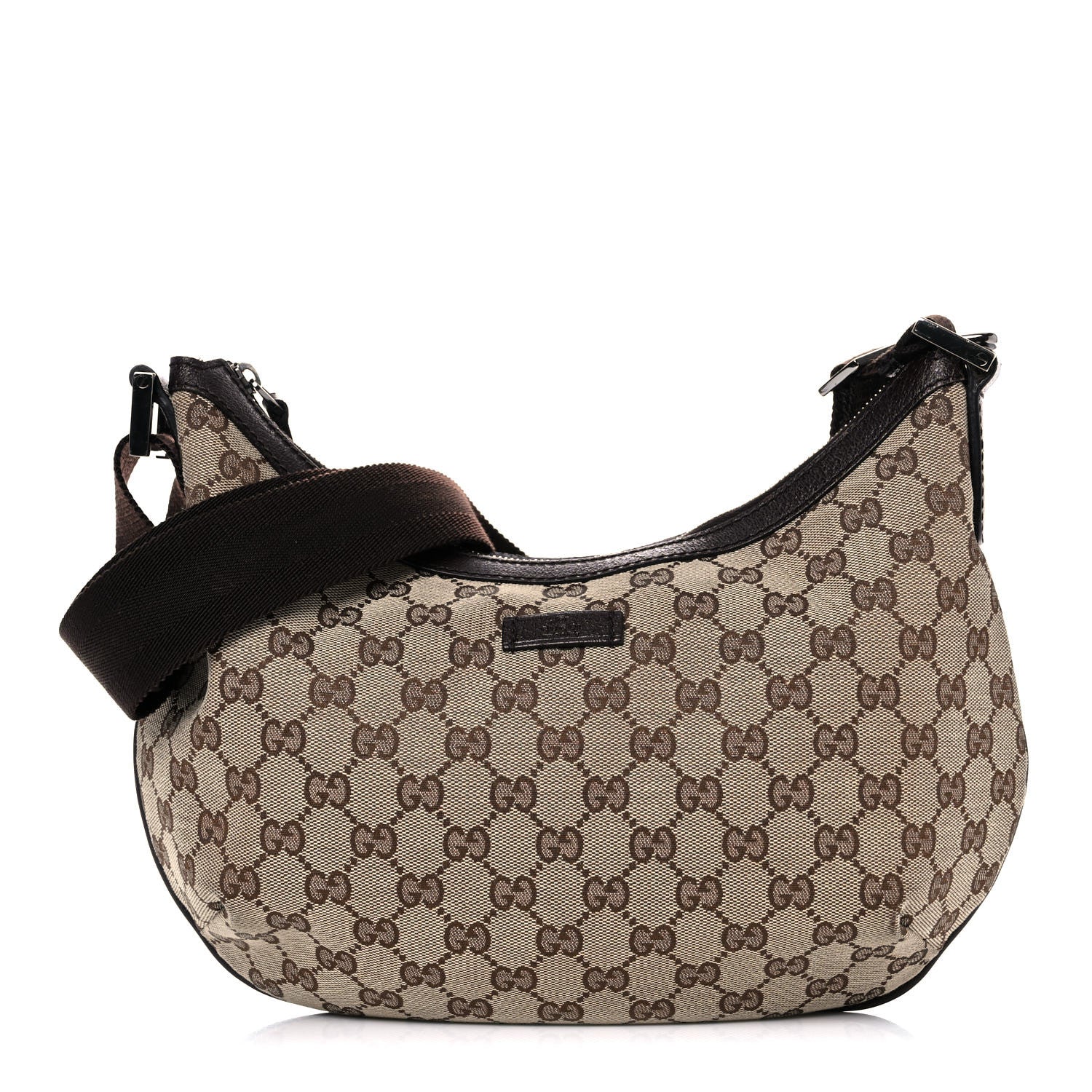 Gucci Monogram Medium Half Moon Hobo Dark Brown 1 of 21