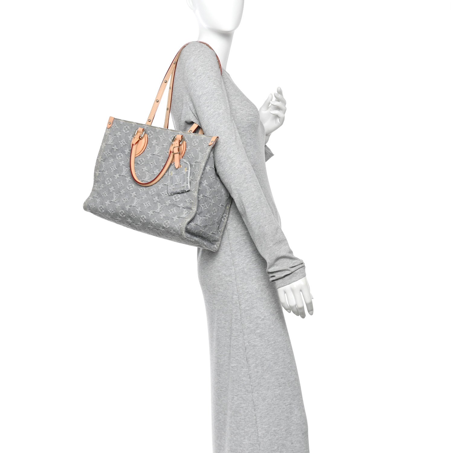 Louis Vuitton Monogram Denim Onthego MM Washed Gray 2 of 9