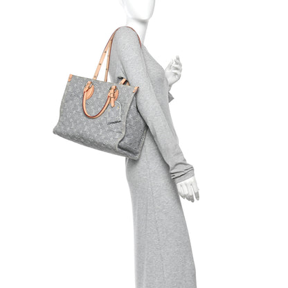 Louis Vuitton Monogram Denim Onthego MM Washed Gray 2 of 9