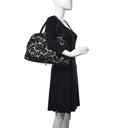 Valentino Garavani Satin Lace Satchel Black 2 of 20