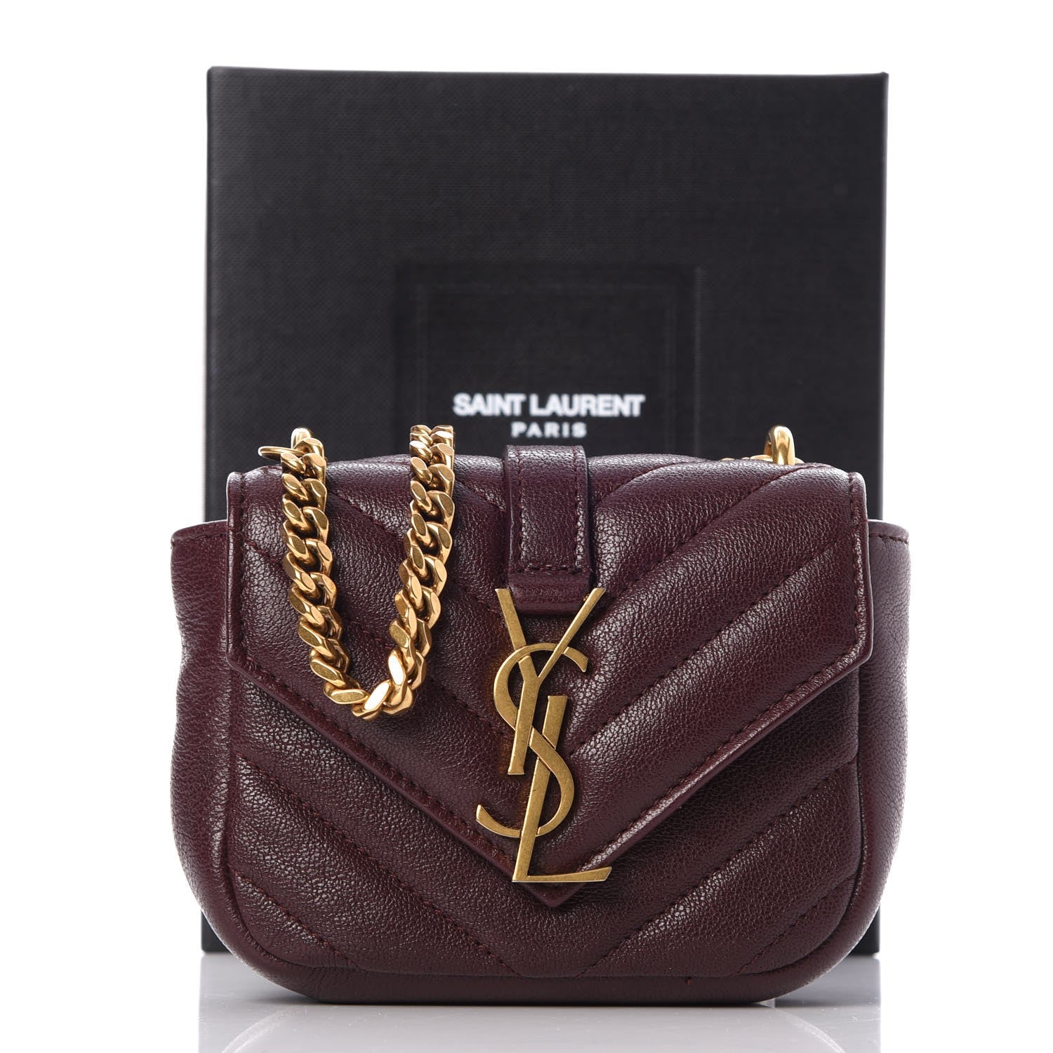 Saint Laurent Sheepskin Matelasse Monogram Mini College Bag Amaranto 9 of 9