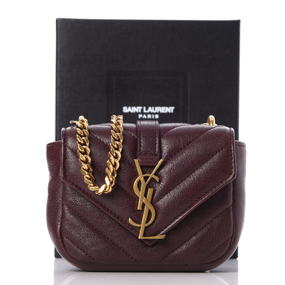Saint Laurent Sheepskin Matelasse Monogram Mini College Bag Amaranto 9 of 9