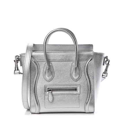 Celine Laminated Lambskin Nano Luggage Silver 1 of 12
