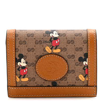 Gucci X DISNEY Mini Vintage GG Supreme Monogram Mickey Mouse Card Holder Wallet Beige Vintage Sun Oil 1 of 8