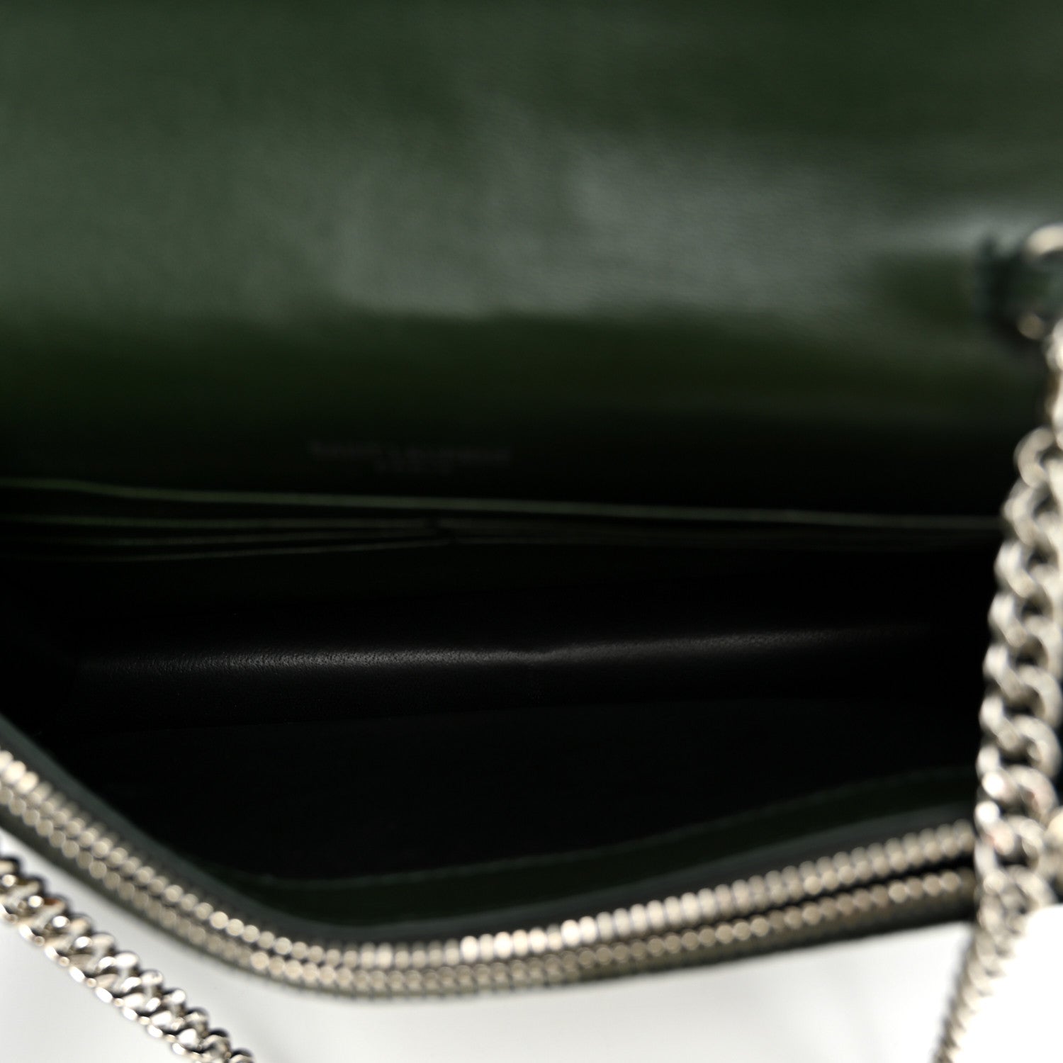 Saint Laurent Velvet Crystal Monogram Kate Tassel Chain Wallet Dark Green 5 of 9