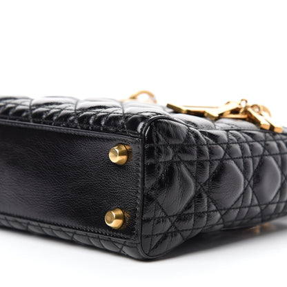 Christian Dior Crinkled Patent Cannage Small Lucky Badges My Lady Dior Black 7 of 11