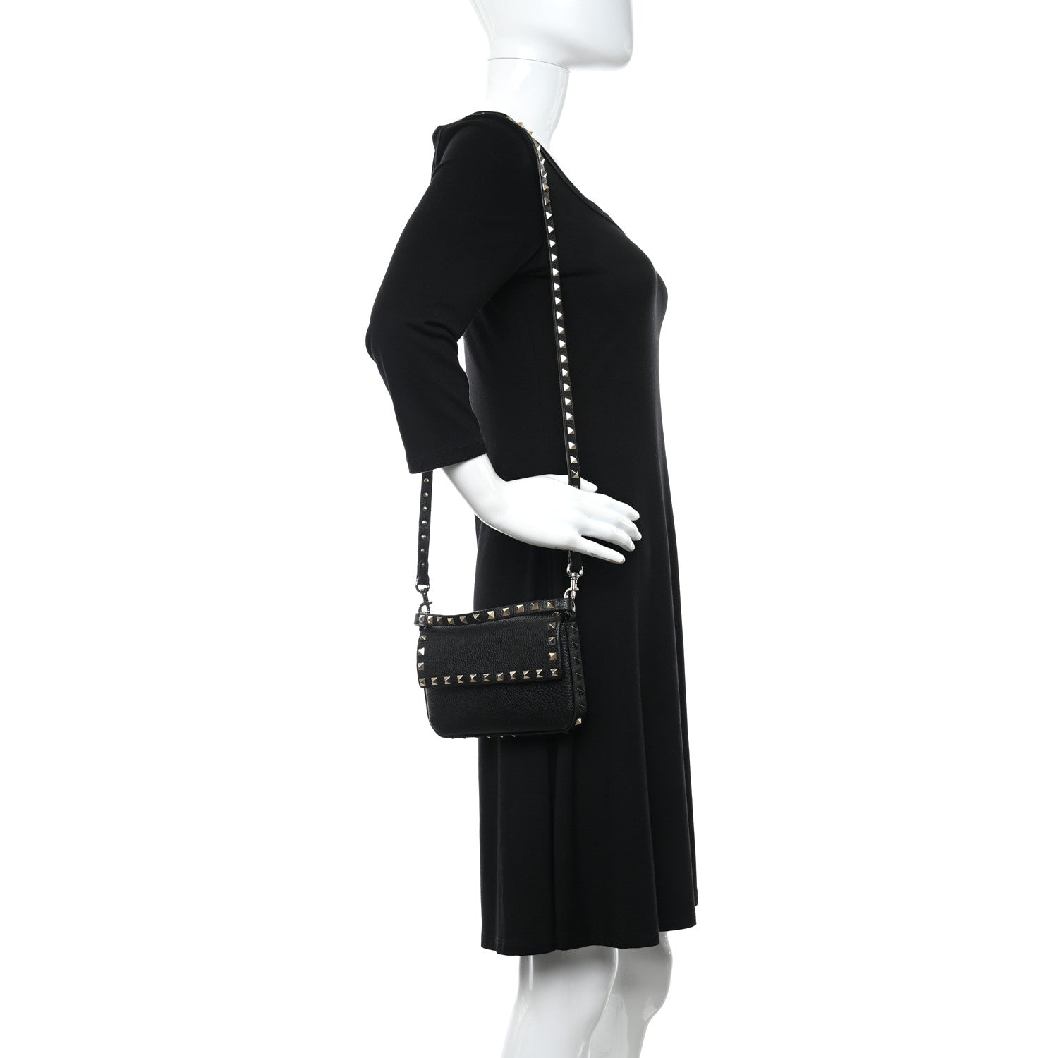 Valentino Garavani Grainy Calfskin Rockstud Crossbody Pouch Black 2 of 8