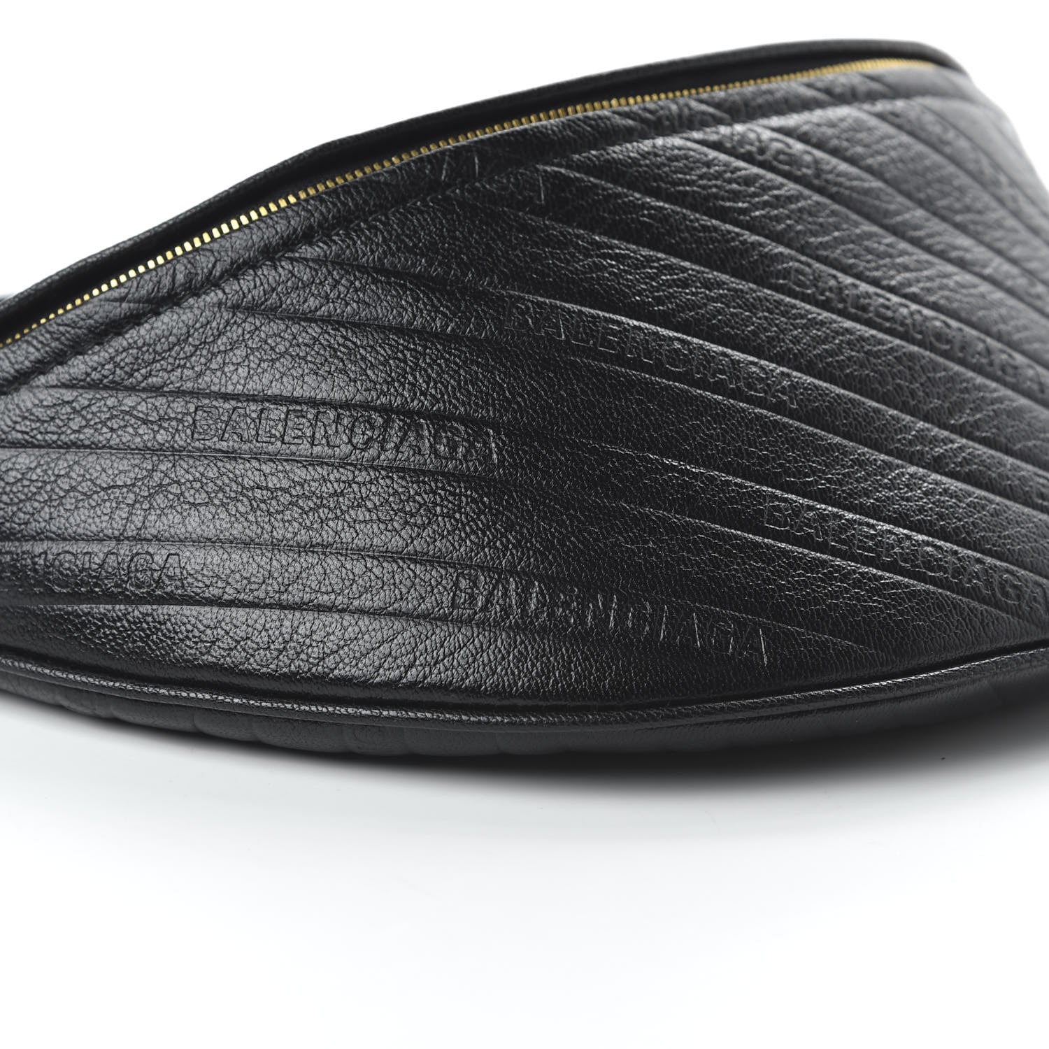 Balenciaga Shiny Goatskin Allover Logo Embossed XS Souvenir Belt Bag Black 6 of 9