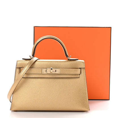 Hermes Metallic Chevre Chamkilight Mini Kelly Sellier 20 Dore 11 of 11