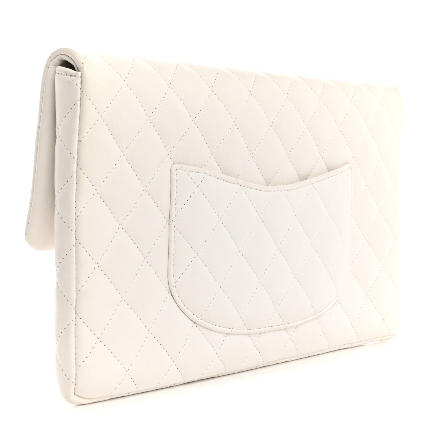 Chanel Lambskin Quilted Flap Clutch White 3 of 9