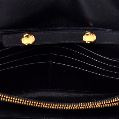 Prada Saffiano Metal Oro Chain Wallet Black 5 of 9