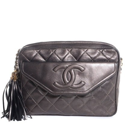 Chanel Lambskin Quilted Tassel Camera Case Dark Silver 1 of 8