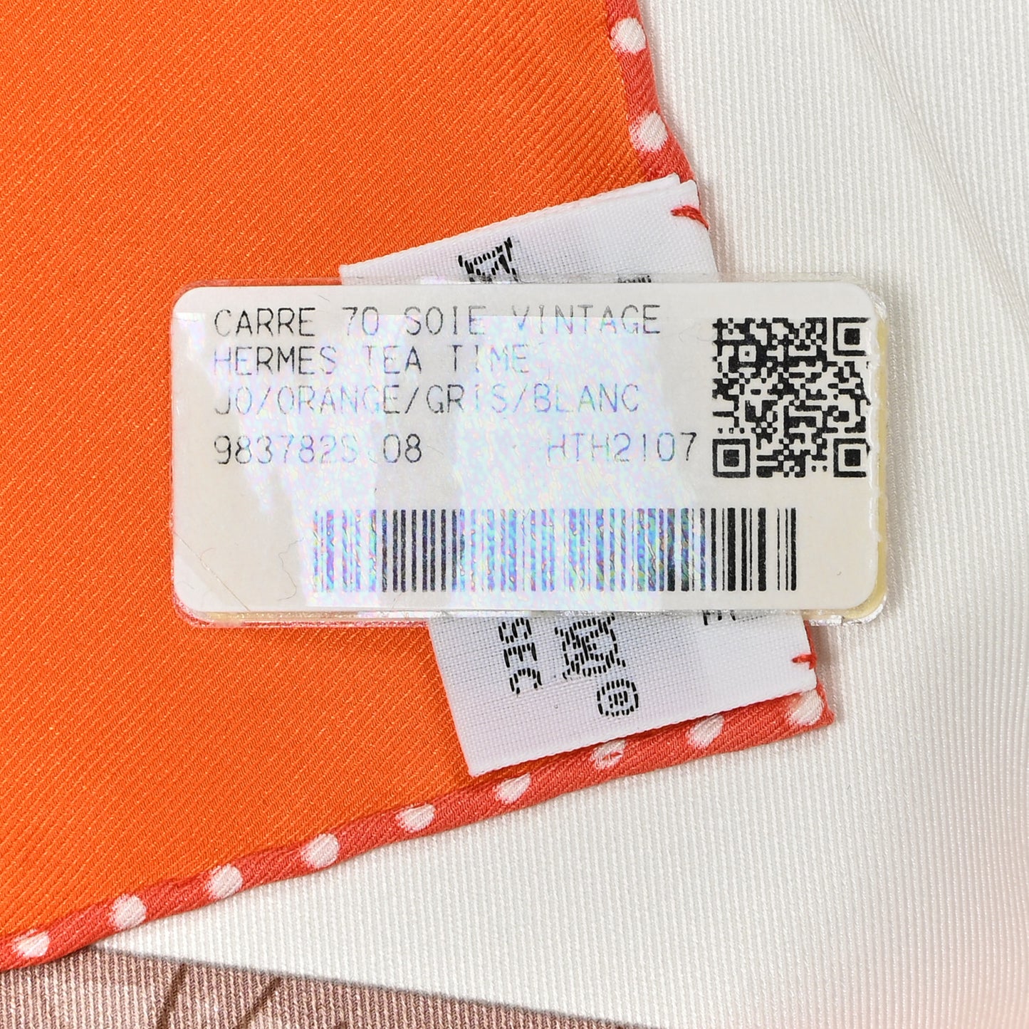 Silk Tea Time Scarf 70 Orange Gris White