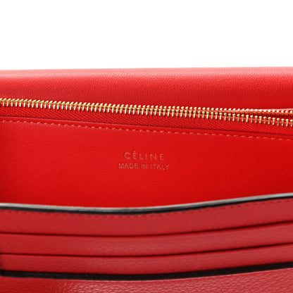 Celine Drummed Calfskin Large Multifunction Flap Wallet Coquelicot 4 of 8