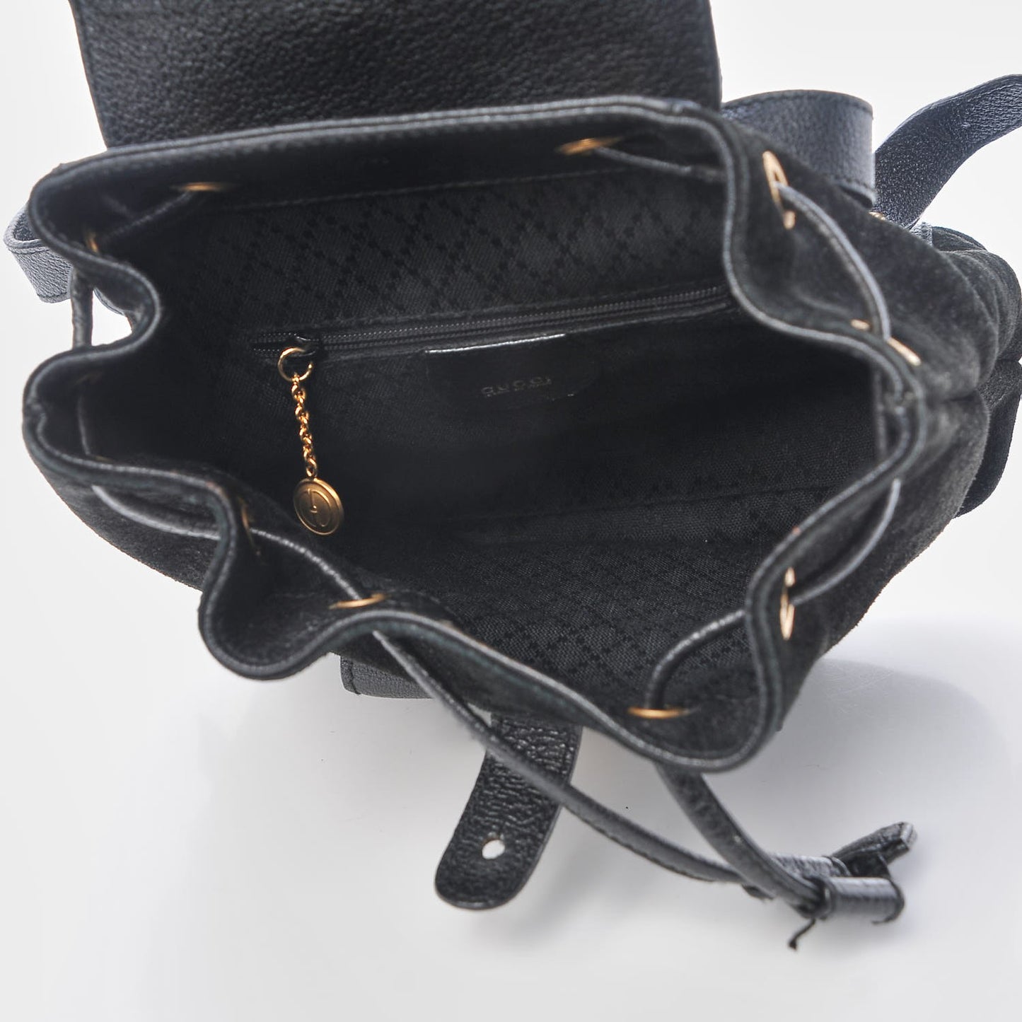 Calfskin Suede Bamboo Backpack Black