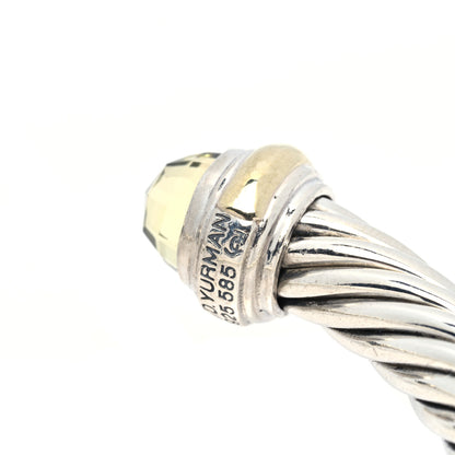 David Yurman Sterling Silver 14K Yellow Gold Lemon Citrine 7mm Cable Classics Bracelet 4 of 4