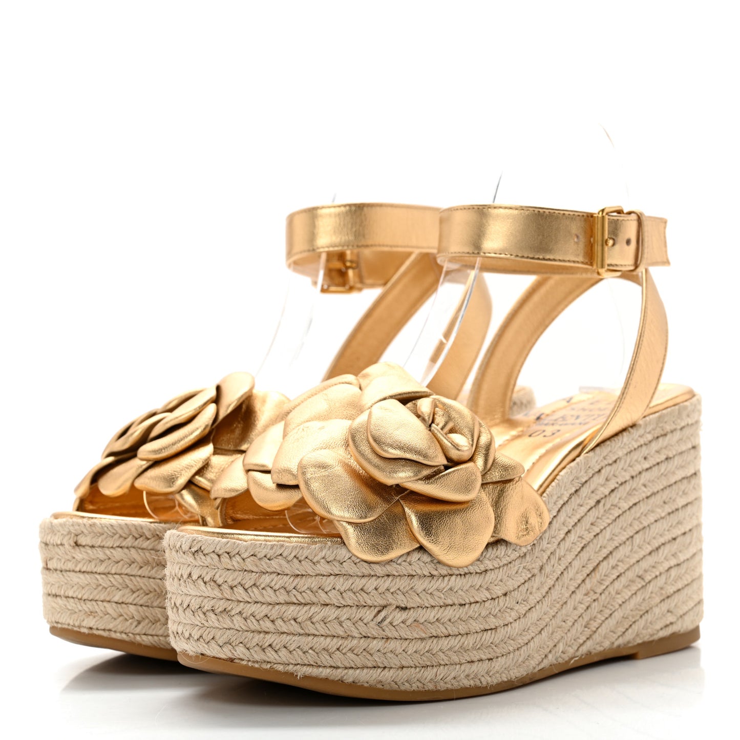 Metallic Kidskin Atelier 03 Rose Edition Espadrille 45/90mm Platform Sandals 37 Antique Brass