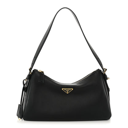 Prada Soft Calfskin Medium Aimee Shoulder Bag Black 1 of 9