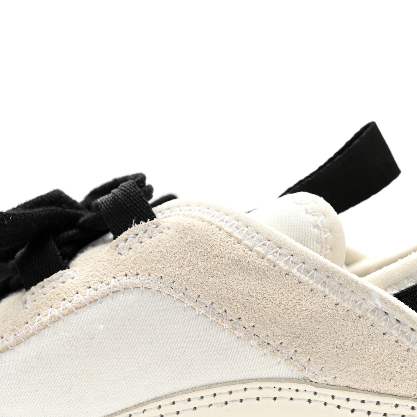 Velvet Calfskin Mixed Fibers CC Sneakers 39.5 Ivory Black