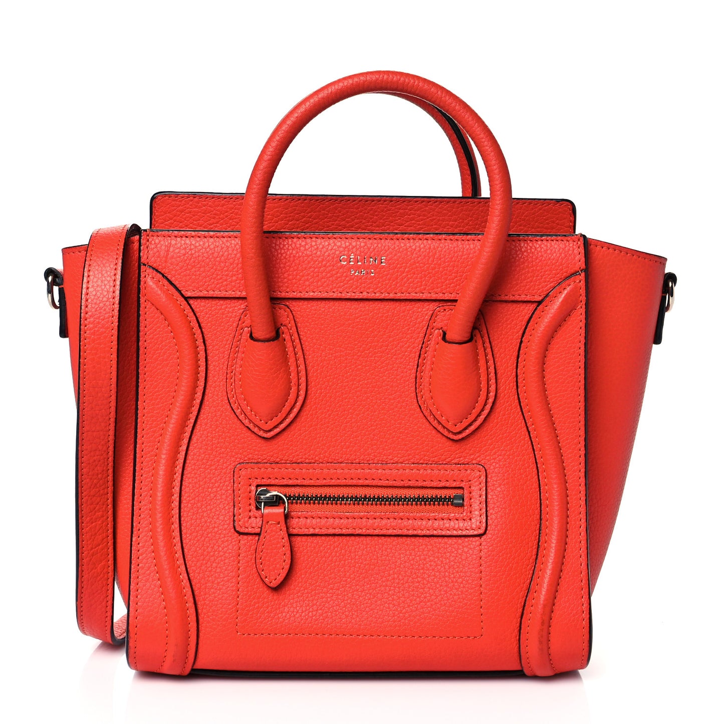 Drummed Calfskin Nano Luggage Coquelicot