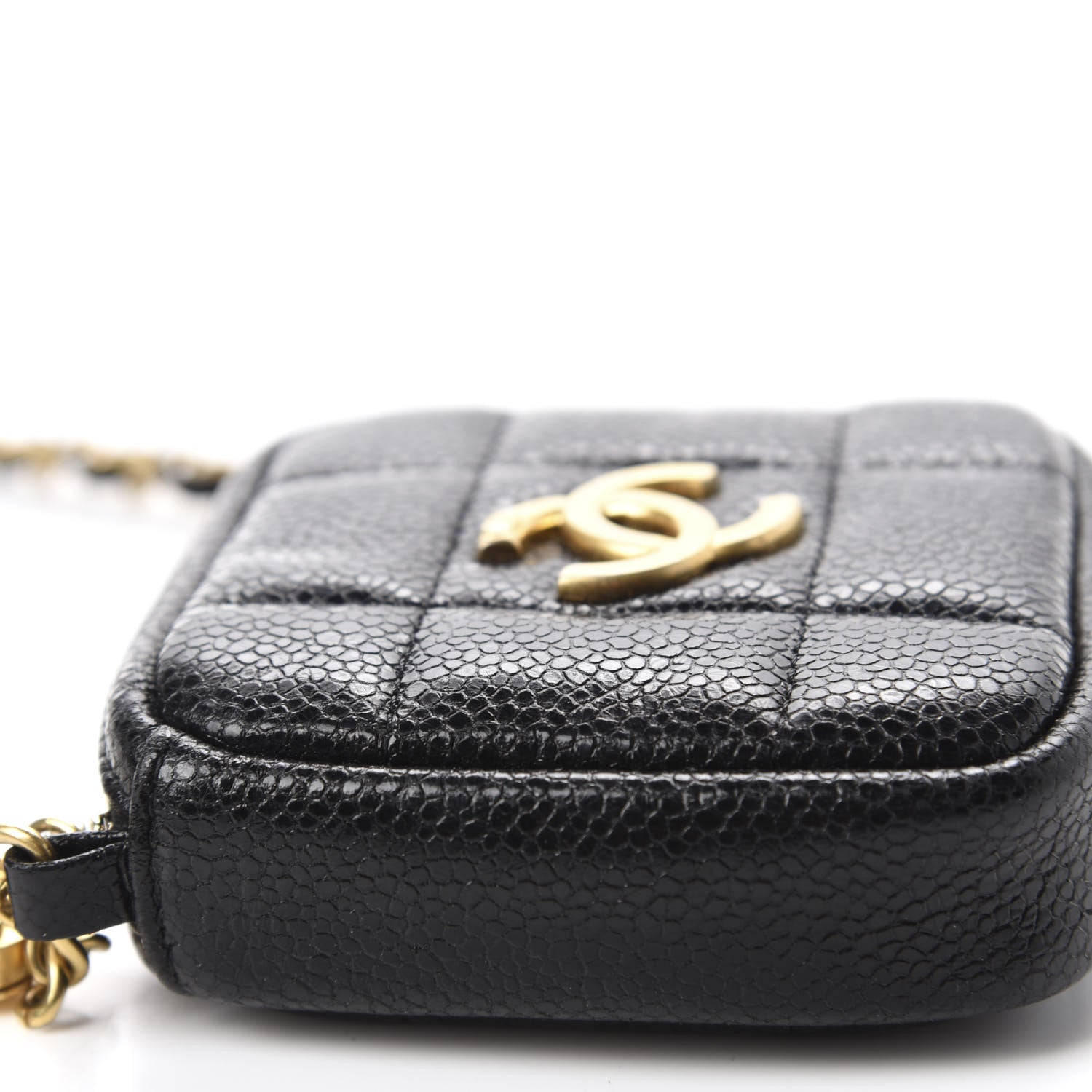 Chanel Caviar Quilted Diamond Coin Purse With Chain Black 6 of 10