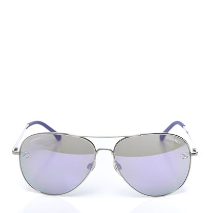 Chanel Polarized CC Aviator Sunglasses 4189-T-Q Purple 2 of 10