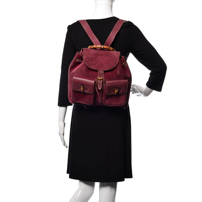 Gucci Suede Bamboo Backpack Purple 2 of 14