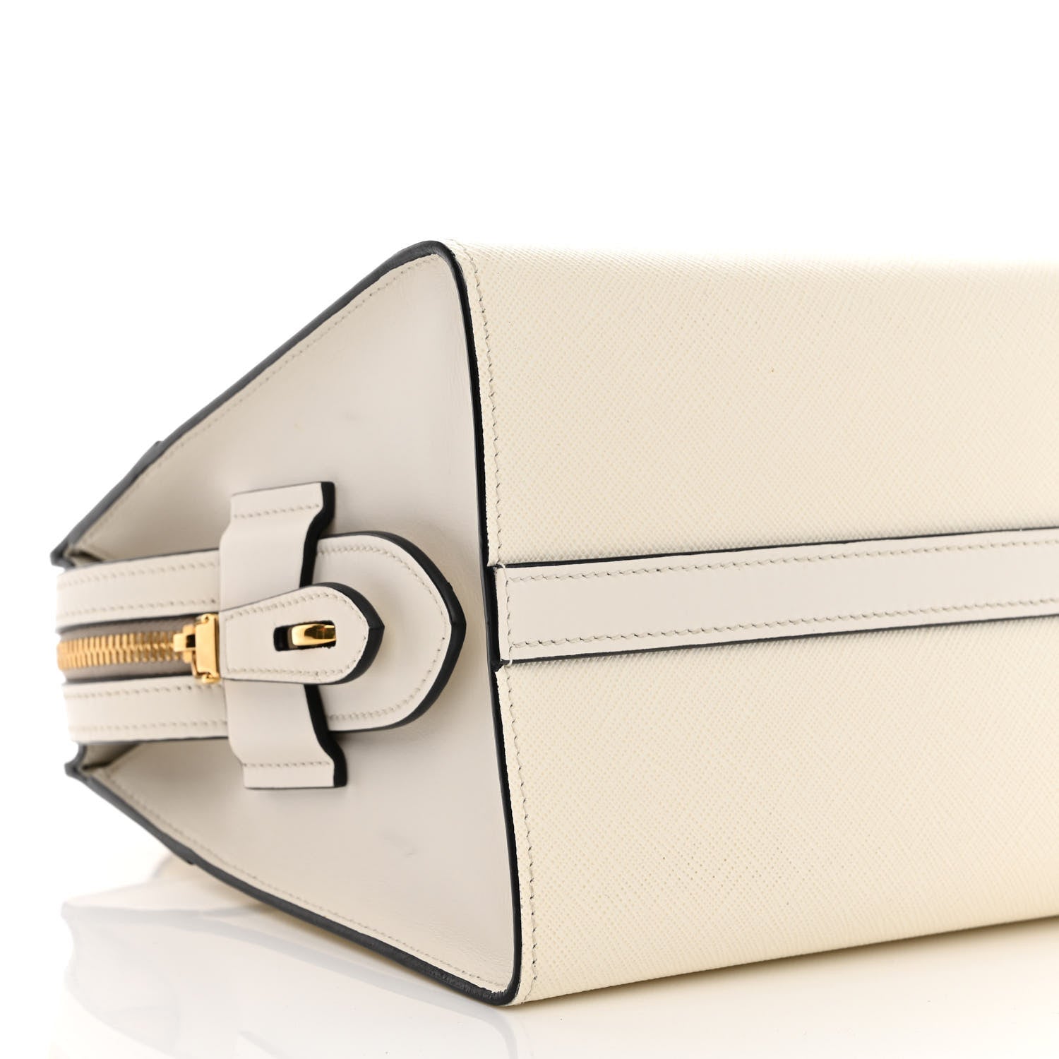 Prada Saffiano City Calfskin Bibliothèque Top Handle White 8 of 13