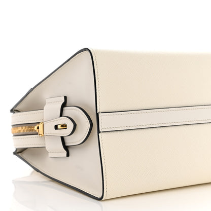 Prada Saffiano City Calfskin Bibliothèque Top Handle White 8 of 13