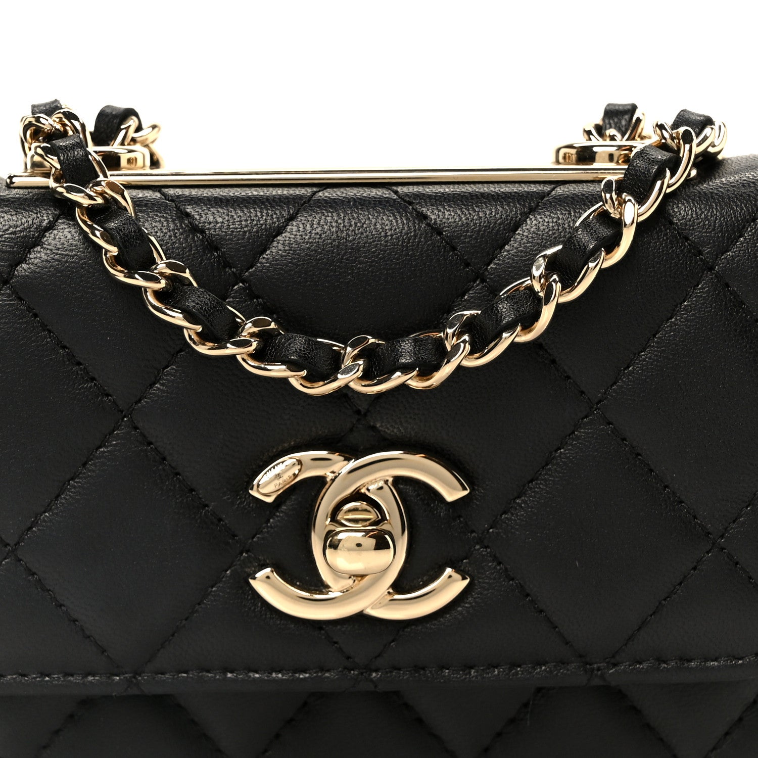 Chanel Lambskin Quilted Trendy CC Card Holder On Chain Black 8 of 12