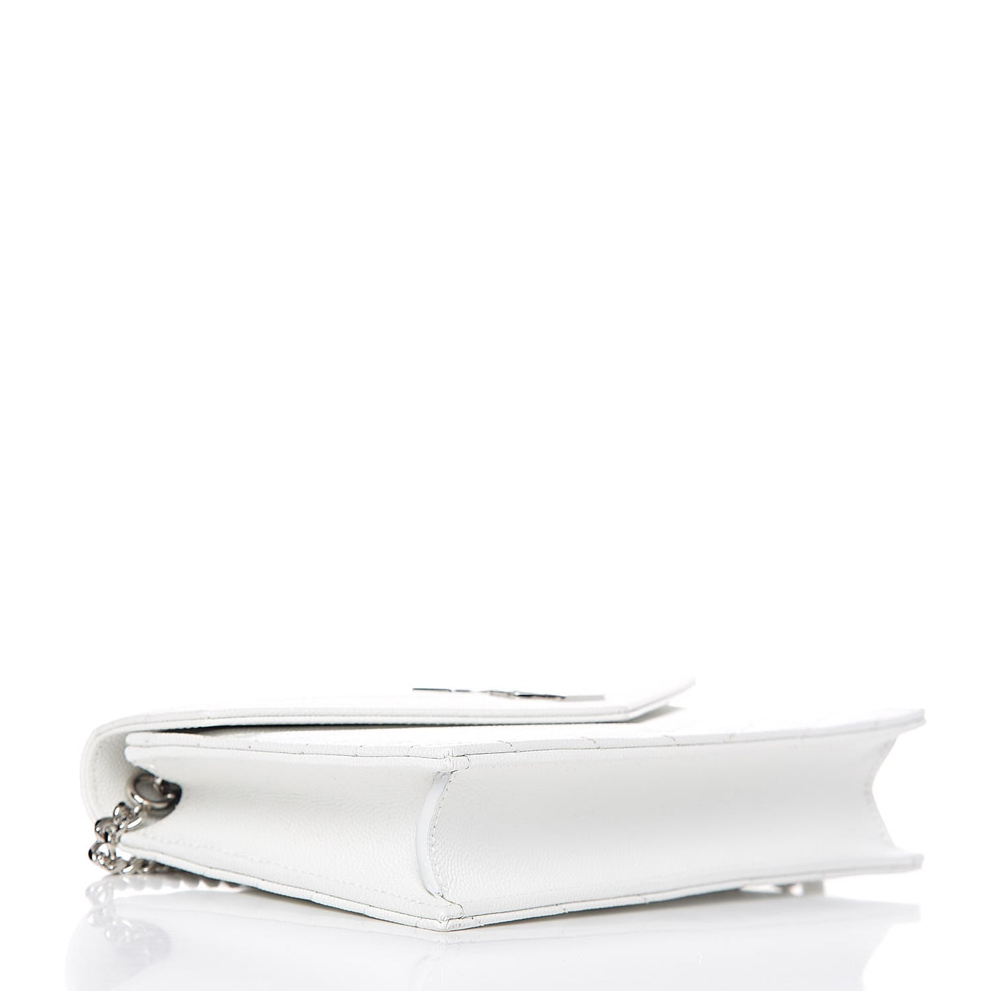 Grain De Poudre Matelasse Chevron Monogram Envelope Chain Wallet Optical White