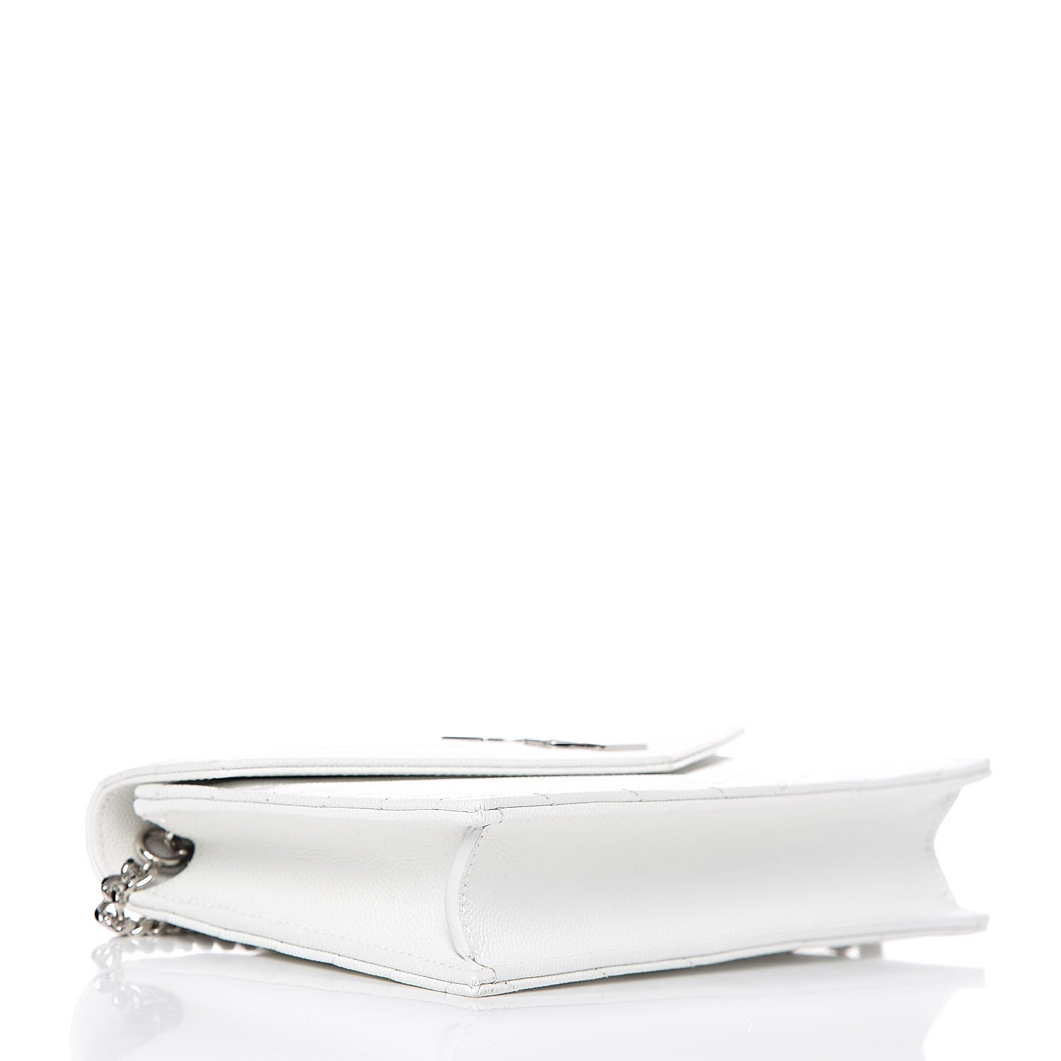 Saint Laurent Grain De Poudre Matelasse Chevron Monogram Envelope Chain Wallet Optical White 4 of 10