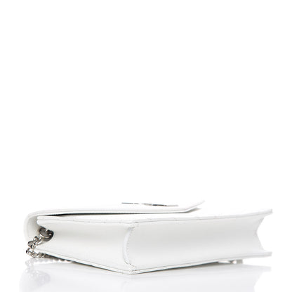 Saint Laurent Grain De Poudre Matelasse Chevron Monogram Envelope Chain Wallet Optical White 4 of 10