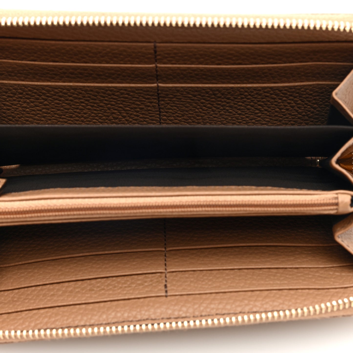 Pebbled Calfskin Soho Zip Around Wallet Camelia