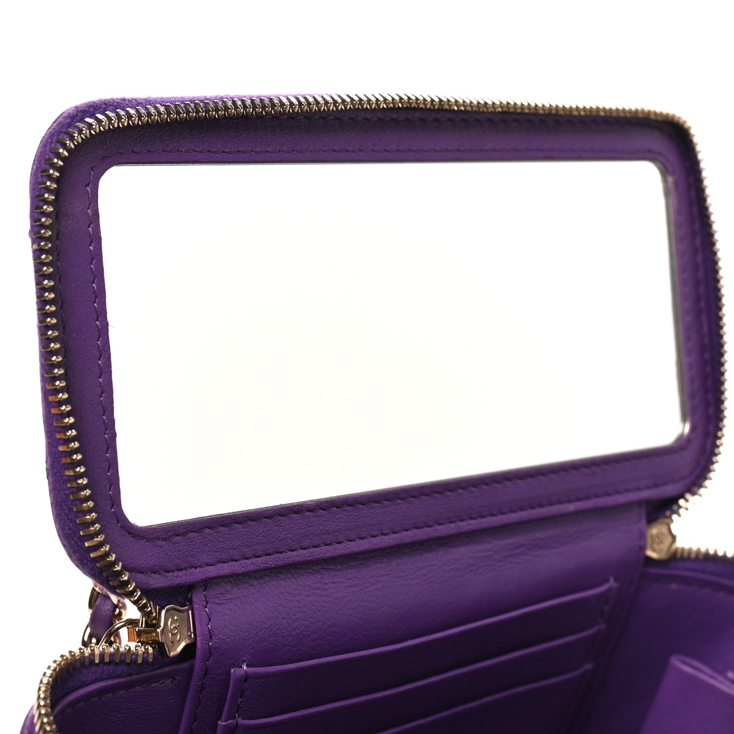 Chanel Lambskin Quilted Small Top Handle Vanity Case With Chain