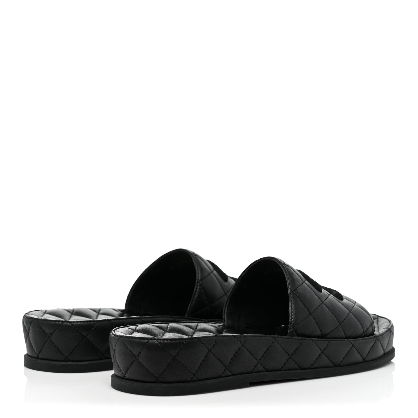 Lambskin Quilted CC Mules Sandals 39 Black